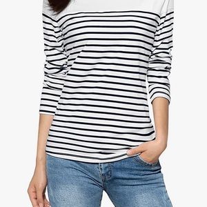 NWT Allegra K White Tshirt with black stripes size L